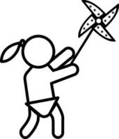 ein Mädchen mit ein Windmühle Ventilator Symbol Vektor Illustration