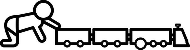 barn med en leksak tåg ikon vektor illustration