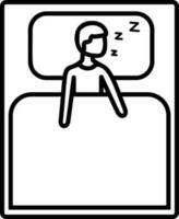 das Kerl ist Schlafen im Bett Symbol Vektor Illustration