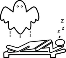 spöke över en sovande person ikon vektor illustration