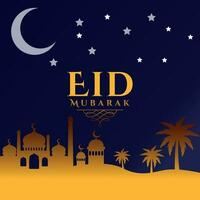 eid mubarak premie vektor illustration med lyx design. eid mubarak bakgrund med stjärna och måne. eid mubarak social media posta design.