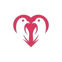 två fågel djur- med kärlek modern kreativ logotyp design vektor