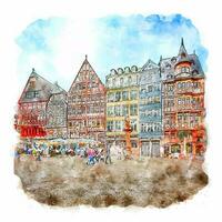 frankfurt deutschland aquarell skizze handgezeichnete illustration vektor