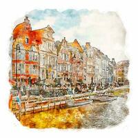 gent belgien aquarellskizze handgezeichnete illustration vektor