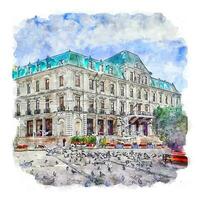 iasi Rumänien Aquarell skizzieren Hand gezeichnet Illustration vektor