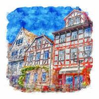 gelnhausen deutschland aquarell skizze handgezeichnete illustration vektor