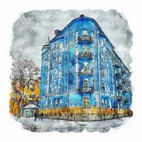 uppsala Schweden Aquarell skizzieren Hand gezeichnet Illustration vektor