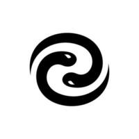 zwei Schlange Tier Kreis einfach Logo vektor
