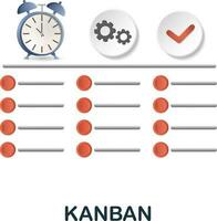 kanban ikon. 3d illustration från projekt utveckling samling. kreativ kanban 3d ikon för webb design, mallar, infographics och Mer vektor