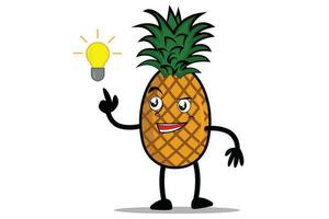 ananas tecknad serie maskot eller karaktär hittades en bra aning vektor