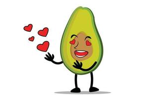 Avocado Karikatur Maskottchen oder Charakter liebt es ist Partner auf Liebe Tag vektor