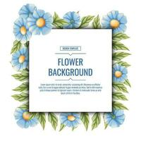 Platz Hintergrund mit Blau Blumen. Blumen- Rahmen mit Vergissmeinnicht. Banner, Poster, Flyer, Postkarte. Sommer- Illustration vektor