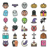 fylld översikt ikoner för halloween. vektor