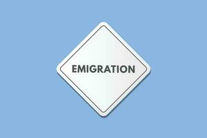 emigration text knapp. emigration tecken ikon märka klistermärke webb knappar vektor