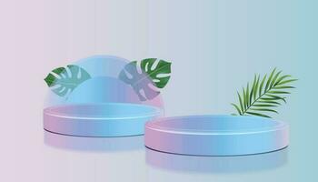 minimalistisch 3d Rendern mit Blau und Rosa Gradient Hintergrund und Podium vektor