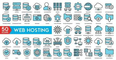 Netz Hosting Server Symbol mit Internet Wolke Lager Computing Netzwerk Verbindung Zeichen vektor