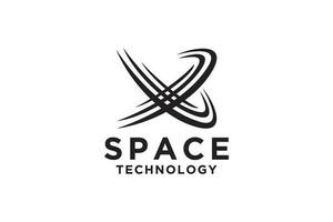 Plats emblem, Plats logotyp, planet logotyp, flygande raket, på en vit bakgrund. för hemsida, mobil Ansökan, teknologi, vetenskap. vektor illustration.