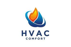 hvac logotyp design, uppvärmning ventilation och luft konditionering, hvac logotyp packa mall. vektor