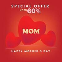 Lycklig mors dag med hjärta särskild försäljning baner fri vektor illustration mall