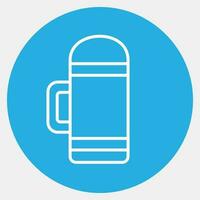 Symbol Thermosflasche. Camping und Abenteuer Elemente. Symbole im Blau runden Stil. gut zum Drucke, Poster, Logo, Werbung, Infografiken, usw. vektor