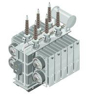 industriell kraft transformator isometrisk elektrisk kraft energi maskin arbetssätt begrepp tecknad serie isolerat vektor