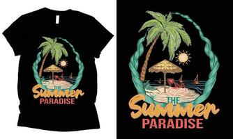 de sommar paradis årgång stil sommar t-shirt design. vektor