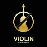 Violine Viola Geige Cello Bass Kontrabass Musik- Instrument Silhouette Logo Design Inspiration vektor