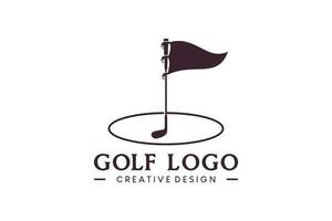 Golf Logo Design mit kreativ Flagge Silhouette vektor