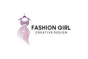 Hand gezeichnet abstrakt Frauen Mode Schönheit Kleid Logo Design vektor