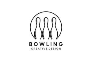 bowling logotyp design med kreativ rader begrepp vektor