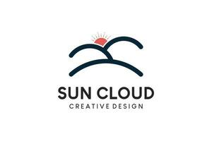 Sonne und Wolke Symbol Logo Design mit einfach Linie Stil vektor