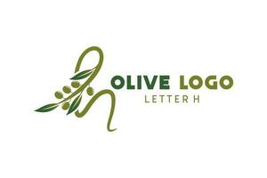 Olive Logo Design mit Brief h Konzept, natürlich Grün Olive Vektor Illustration