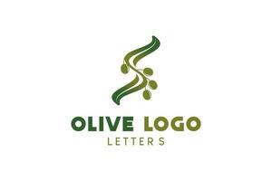 Olive Logo Design mit Brief s Konzept, natürlich Grün Olive Vektor Illustration