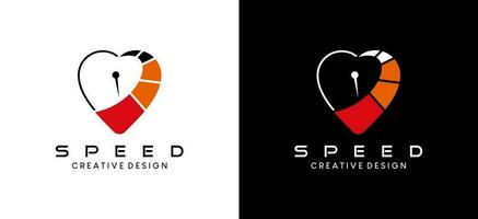 varv / min kärlek logotyp design, hastighet varv / min vektor illustration