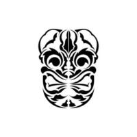 mönster mask. traditionell totem symbol. svart prydnad. vektor över vit bakgrund.