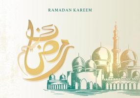 Ramadan Kareem Grußkarte mit Moschee vektor