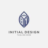durch Logo mit Blatt Form, sauber und modern Monogramm Initiale Logo Design vektor