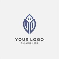 jo Logo mit Blatt Form, sauber und modern Monogramm Initiale Logo Design vektor