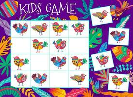 Sudoku Kinder Spiel Karikatur Alebrije Mexikaner Vögel vektor