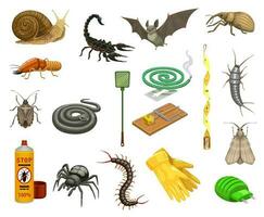 Pest Insekten, Fehler, Tiere und Insektizid vektor