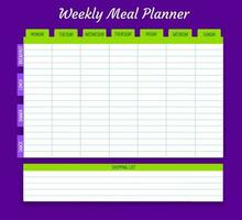 varje vecka måltid planerare, vektor mat planen för vecka