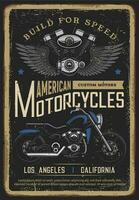 motorcykel affisch årgång, cyklist moto chopper cykel vektor