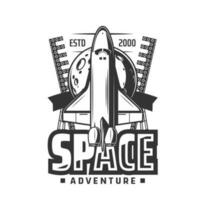 Plats shuttle ikon vektor raket på Start och måne