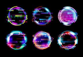 abstrakt neon glöd cirkel tekniskt fel vektor ramar