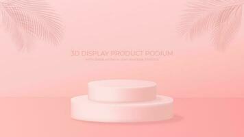 3d Anzeige Produkt Podium Plattform dekoriert mit Overlay Palme Blatt Schatten Auswirkungen. geeignet zum Anzeige Beförderung Produkt Mode, Kosmetik, Schönheit, Frauen, usw. vektor