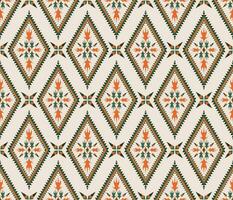 etnisk folk geometrisk sömlös mönster i orange och grön vektor illustration design för tyg, matta, matta, scarf, omslag papper, bricka och Mer