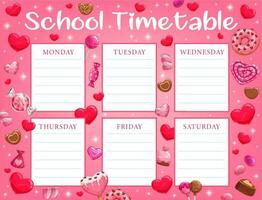 Kinder Valentinstag Tag Schule Zeitplan mit Süßigkeiten vektor