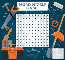 DIY Werkzeuge Wort Suche Spiel Puzzle Arbeitsblatt vektor