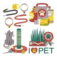 einstellen von Elemente zum Tiere, Katzen, Hunde. Haustier Pflege. vektor