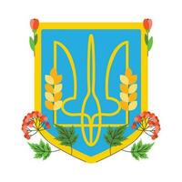 Emblem von Ukraine mit Viburnum und Blumen. ukrainisch Symbole vektor